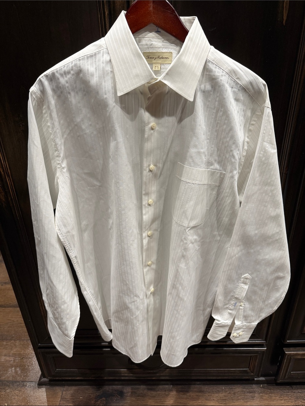 Tommy Bahama Men's White Pinstripe Dress Shirt